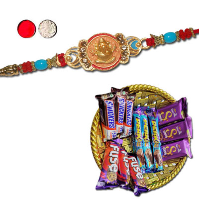 "Rakhi - FR- 8400 A (Single Rakhi), Choco Thali - code RC04 - Click here to View more details about this Product